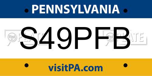 S49PFB Pennsylvania License Plate