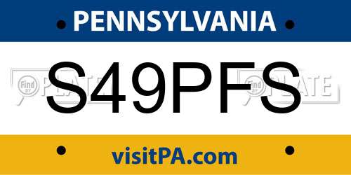 S49PFS Pennsylvania License Plate