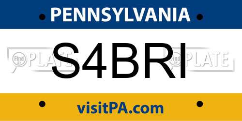 S4BRI Pennsylvania License Plate