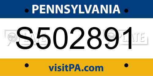 S502891 Pennsylvania License Plate