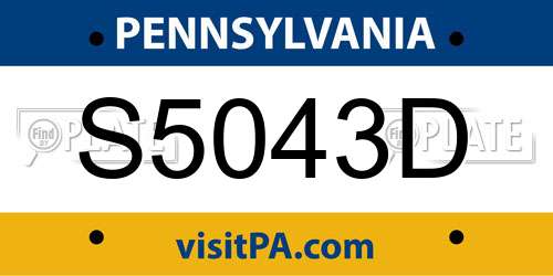 S5043D Pennsylvania License Plate