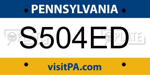 S504ED Pennsylvania License Plate