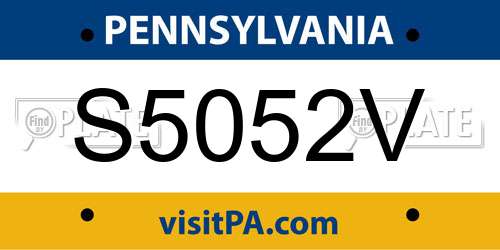 S5052V Pennsylvania License Plate