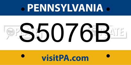 S5076B Pennsylvania License Plate