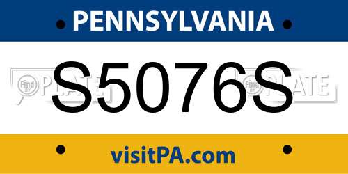 S5076S Pennsylvania License Plate