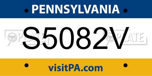 S5082V Pennsylvania License Plate