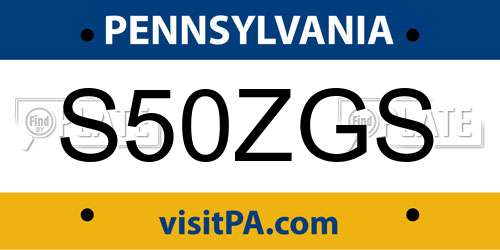 S50ZGS Pennsylvania License Plate