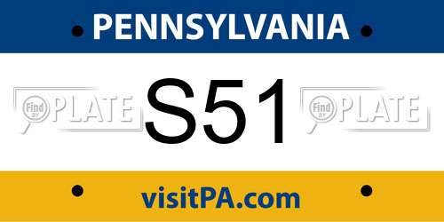 S51 Pennsylvania License Plate