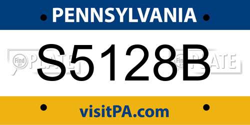 S5128B Pennsylvania License Plate