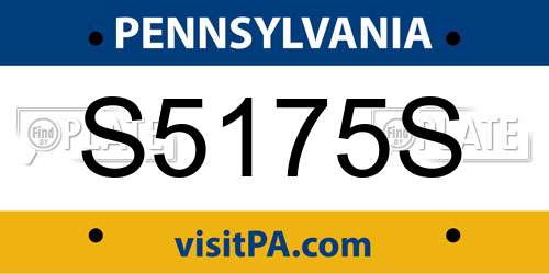 S5175S Pennsylvania License Plate