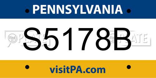 S5178B Pennsylvania License Plate