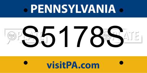 S5178S Pennsylvania License Plate