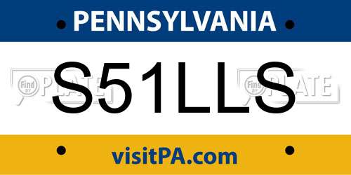S51LLS Pennsylvania License Plate