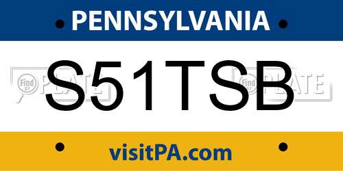 S51TSB Pennsylvania License Plate