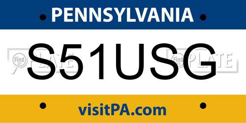 S51USG Pennsylvania License Plate