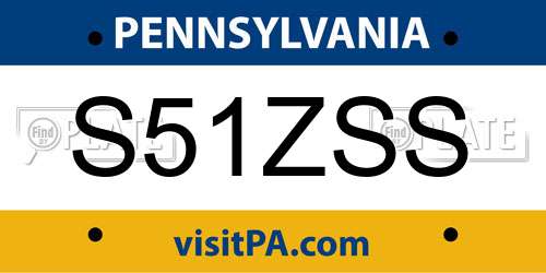S51ZSS Pennsylvania License Plate