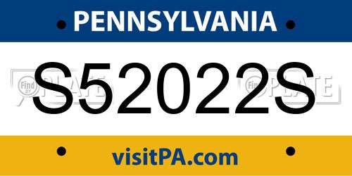 S52022S Pennsylvania License Plate
