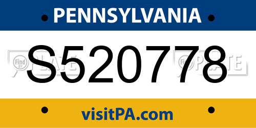 S520778 Pennsylvania License Plate