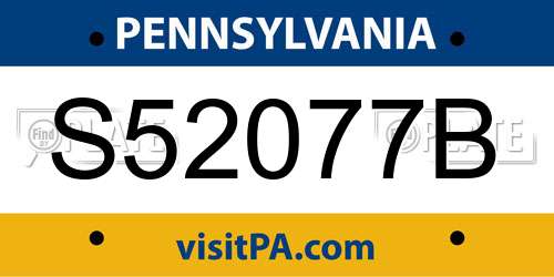 S52077B Pennsylvania License Plate