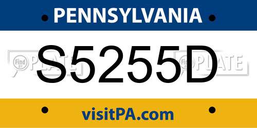 S5255D Pennsylvania License Plate