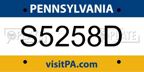 S5258D Pennsylvania License Plate