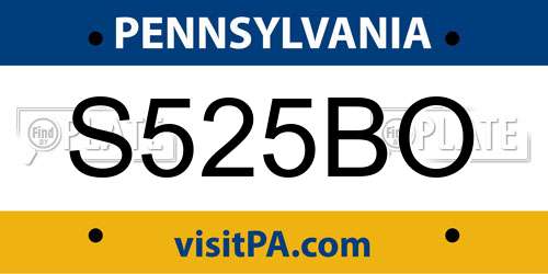 S525BO Pennsylvania License Plate