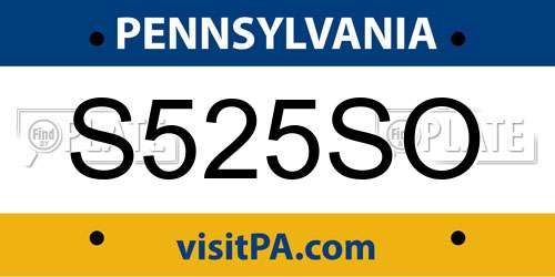 S525SO Pennsylvania License Plate