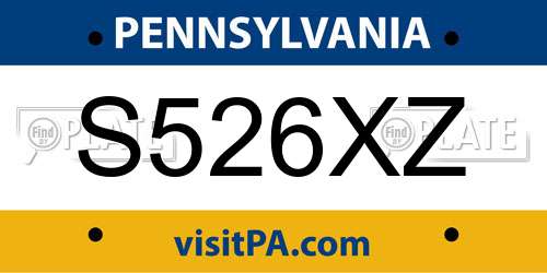 S526XZ Pennsylvania License Plate