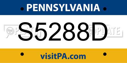 S5288D Pennsylvania License Plate