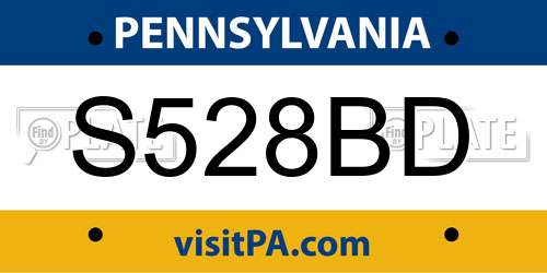 S528BD Pennsylvania License Plate