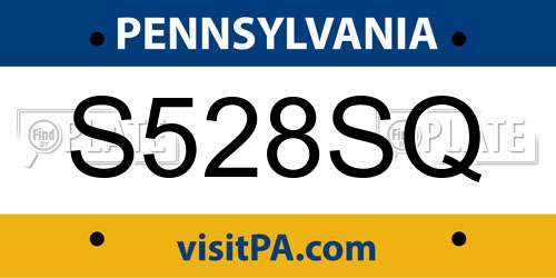 S528SQ Pennsylvania License Plate