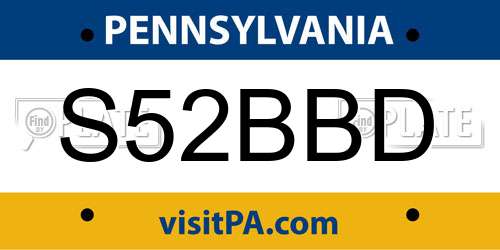 S52BBD Pennsylvania License Plate