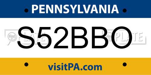 S52BBO Pennsylvania License Plate