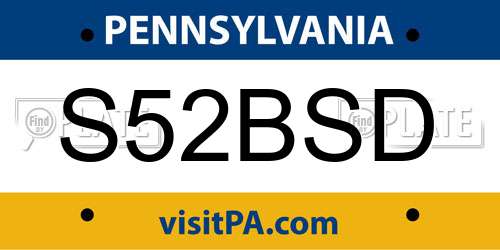 S52BSD Pennsylvania License Plate