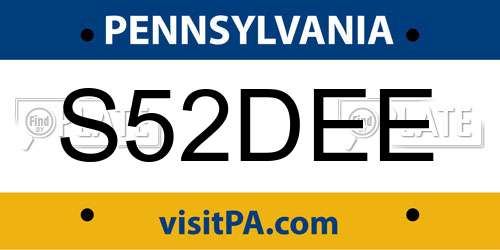 S52DEE Pennsylvania License Plate