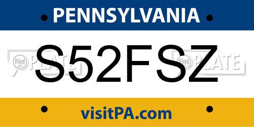 S52FSZ Pennsylvania License Plate