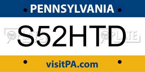 S52HTD Pennsylvania License Plate