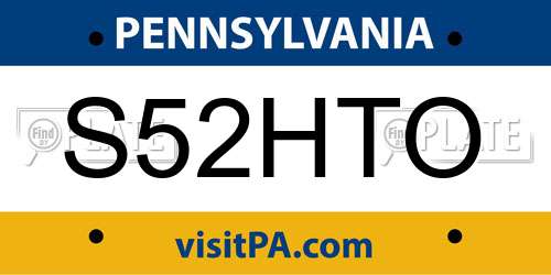 S52HTO Pennsylvania License Plate