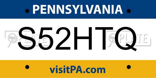 S52HTQ Pennsylvania License Plate