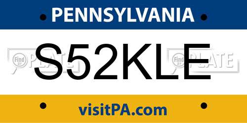 S52KLE Pennsylvania License Plate