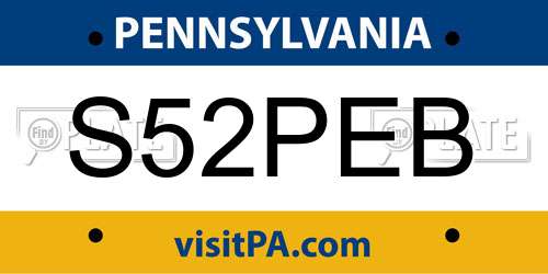 S52PEB Pennsylvania License Plate