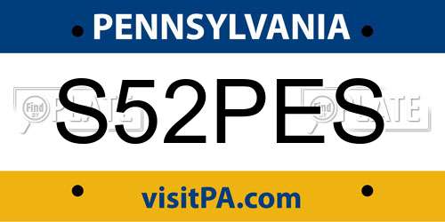 S52PES Pennsylvania License Plate