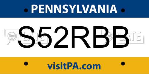 S52RBB Pennsylvania License Plate