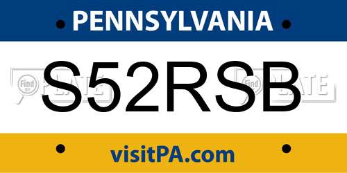 S52RSB Pennsylvania License Plate