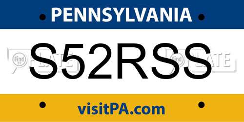 S52RSS Pennsylvania License Plate