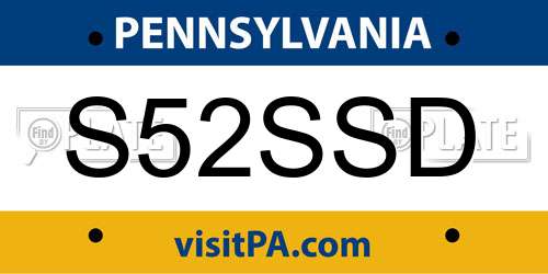 S52SSD Pennsylvania License Plate
