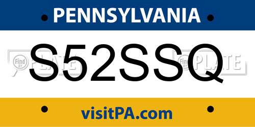 S52SSQ Pennsylvania License Plate