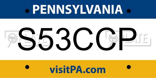 S53CCP Pennsylvania License Plate