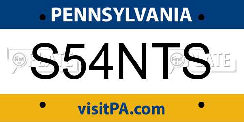 S54NTS Pennsylvania License Plate