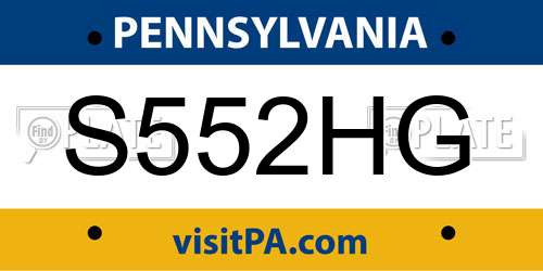 S552HG Pennsylvania License Plate
